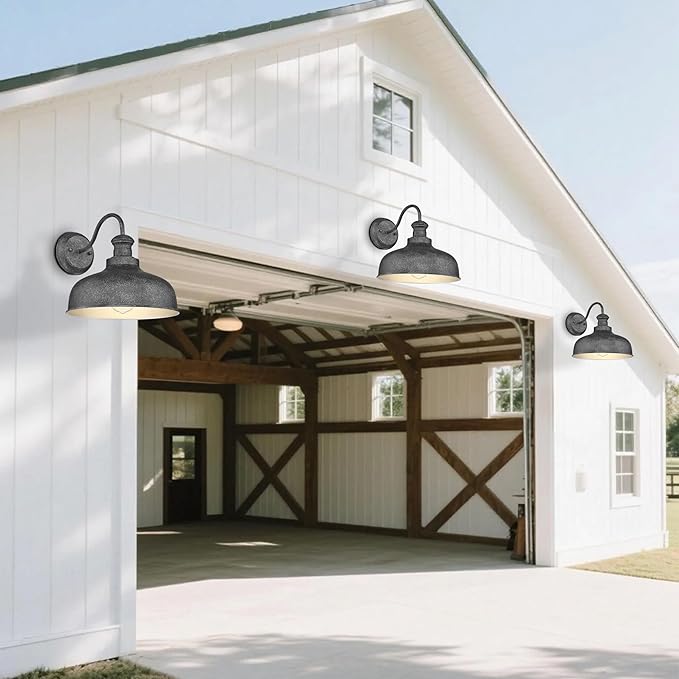 Outdoor Gooseneck Barn Light Outside Wall Sconce Weather Resistant Anti-Rust Farmhouse Exterior Wall Lantern for Porch Garage Patio Entryway (Antique Black 8 Pack)