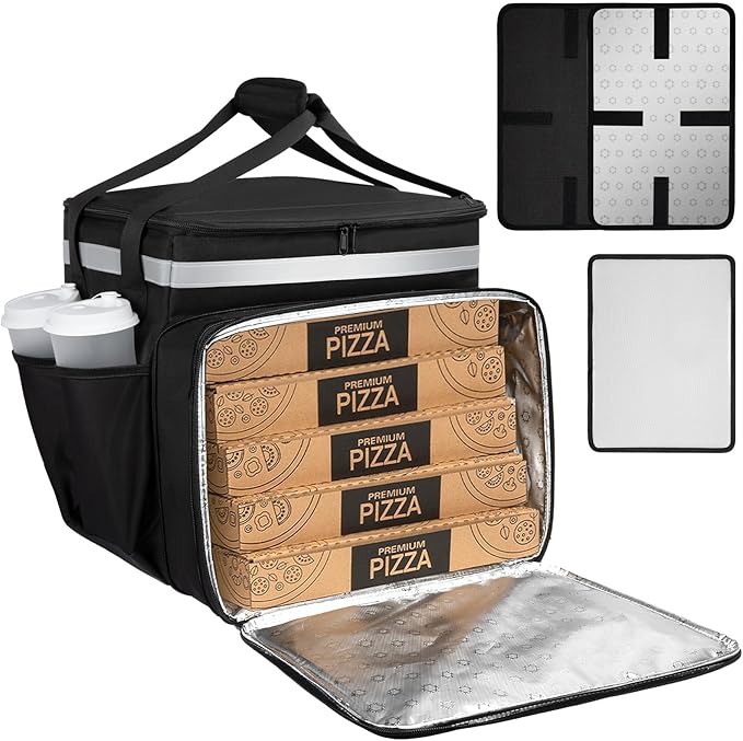 Food Delivery Backpack Expandable Delivery Backpacks for Hot/Cold with Reflective Strips and Cup Holder. Bike Delivery Bag Backpack Suitable for Uber Eats DoorDash and Camping