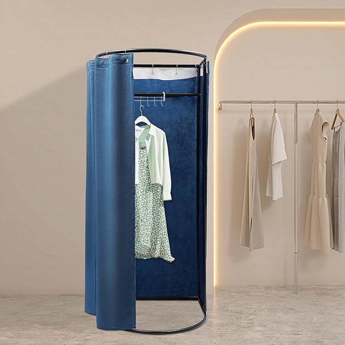 Portable Fitting Room Changing Booth 78.7 High Privacy Pop-Up Tent with Curtain 66lbs Capacity for Retail Events Beach Camping Photography Studio (Blue)