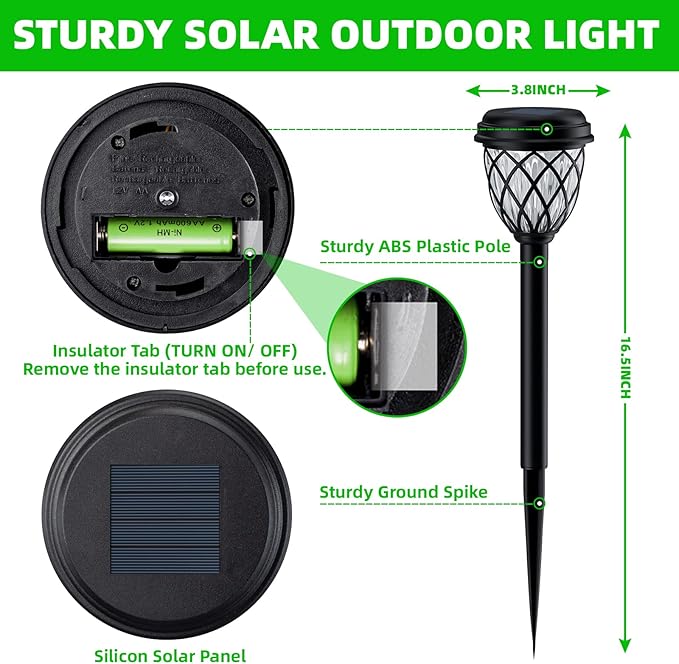 Solar Outdoor Lights Outdoor Waterproof IP65 Bright Powered by Solar Garden Lights for Patio Yard Driveway Decoration (8 Pack