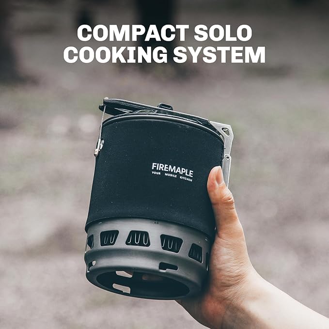 Fire-Maple Fixed Star 3 Personal Cooking System | Pot/Jet Burner Stove System with Electric Ignition | Ideal for Hiking Camping Backpacking Fishing Hunting Trips and Emergency Use Black