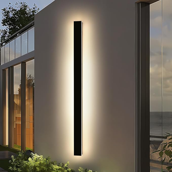 Modern Outdoor Wall Light 71inch LED Wall Sconce 3000K Warm White IP65 Waterproof Exterior Lighting AC 85-265V Black Aluminium Minimalist Long Wall Lamp for Patio Garage Yard