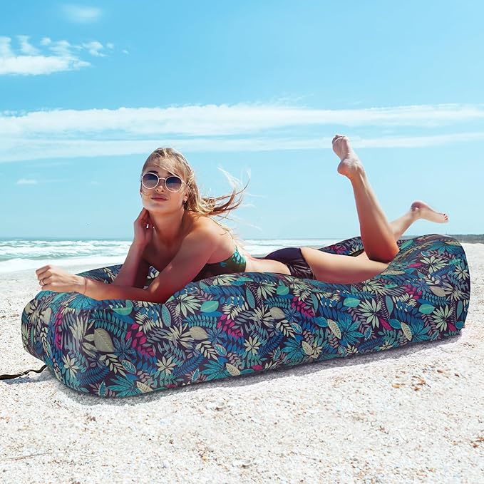 Inflatable Couch Air Lounger for Adults Ultralight Portable Blow up Couch Air Sofa Inflatable Beach Lounger Bed for Camping Hiking Festival Backyard Lawn No Pump Required