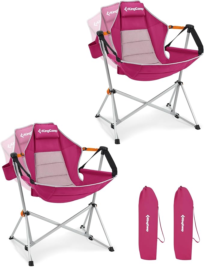 KingCamp Hammock Camping Chair Swinging Portable Folding Camp Chairs for Adults Max 400lbs Heavy Duty Foldable Oversized Rocker with Aluminum Alloy Frame Cup Holder for Outdoor Beach Patio Sport