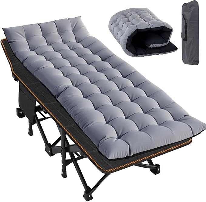 XXL Oversized Camping Cot for Adults - Portable Bed with Mattress &amp Carry Bag Ideal for Outdoor Travel Beach Hiking and Camping Adventures