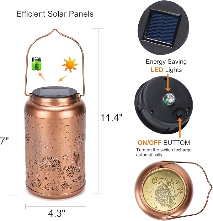 2 Pack Turtles Solar Lanterns Outdoor Waterproof - Mothers Day Gifts for Mom Grandma Birthday Gifts for Women Solar Lights Outdoor Garden Decor for Outside Patio Outdoor Yard