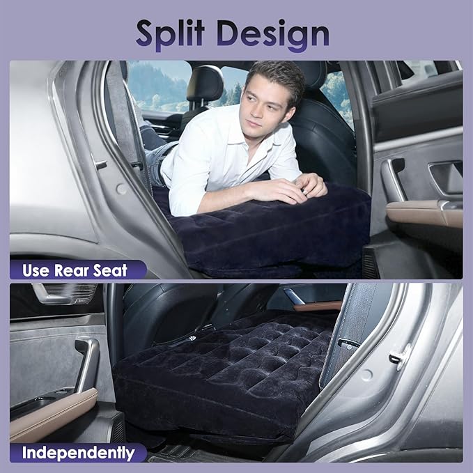 Inflatable Car Air Mattress for SUV Sedan Truck &amp Minivan Back Seat Car Bed for Car Camping &amp Travel Portable Mattress with earplugs Window Screens Eye Mask &amp Storage Bags