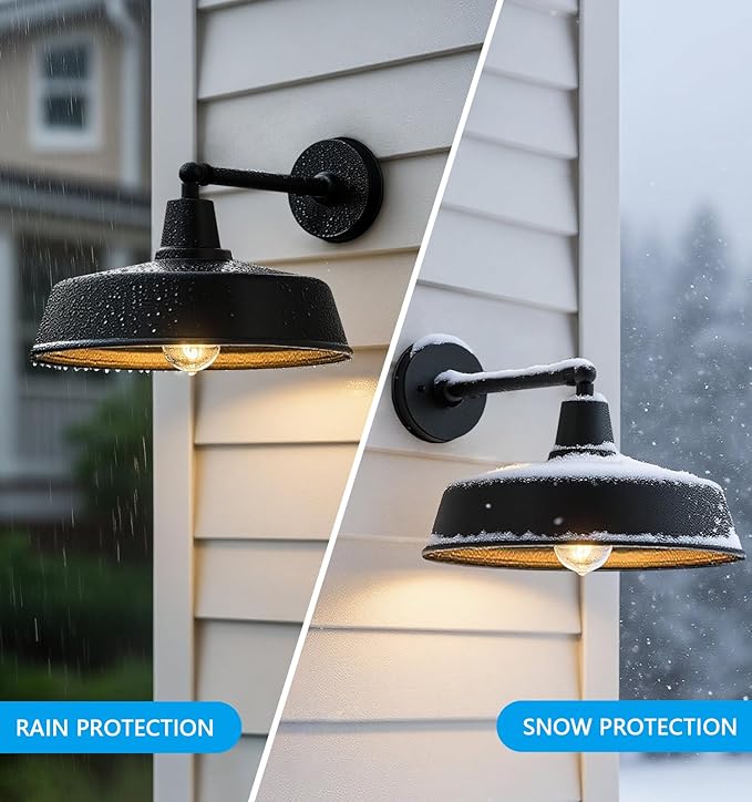 JOESA Large 15 inch Outdoor gooseneck barn Light Classic Farmhouse Rural Wall Mounted Straight arm gooseneck Light Fixture Suitable for External Lighting fixtures in Houses porches and garages