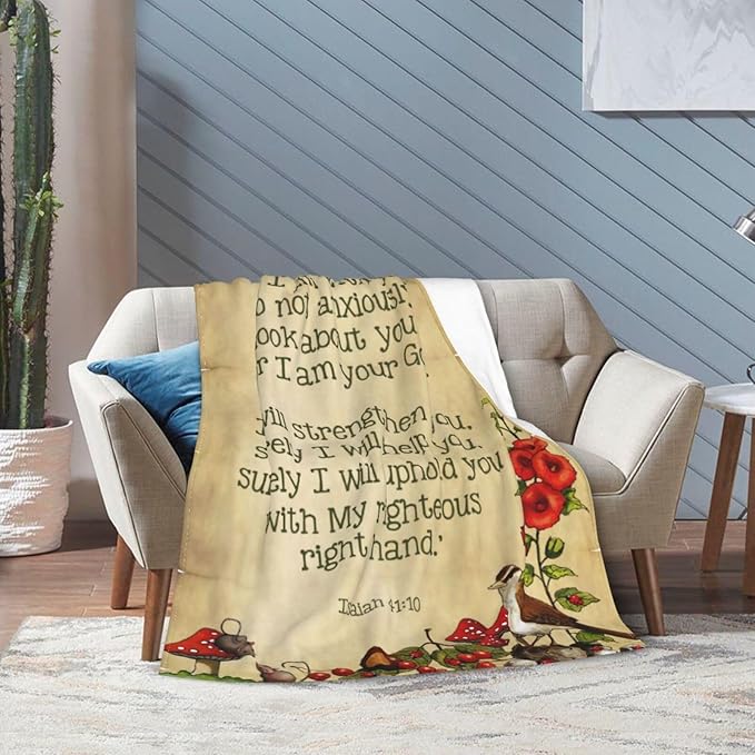 50X40 Bible Verse Isaiah 41 10 Do Not Fear Nature Lightweight Flannel Blanket - Soft and Breathable Polyester Suitable for Travel Camping and Home Decoration