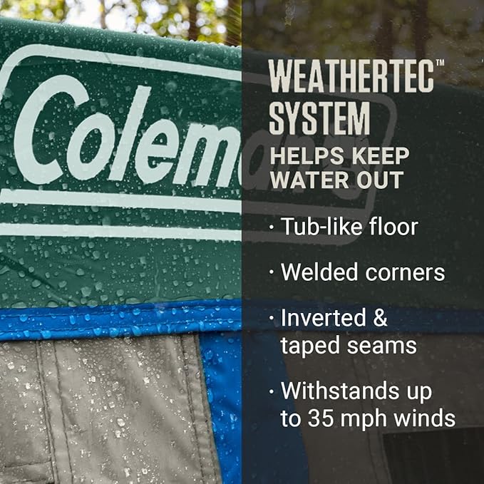 Coleman Skylodge 12-Person Camping Tent with Rainfly &amp Screened Porch XL Weatherproof Family Tent Fits 4 Queen-Sized Airbeds Color-Coded Poles &amp Sleeves Made of PFAS-Free Materials