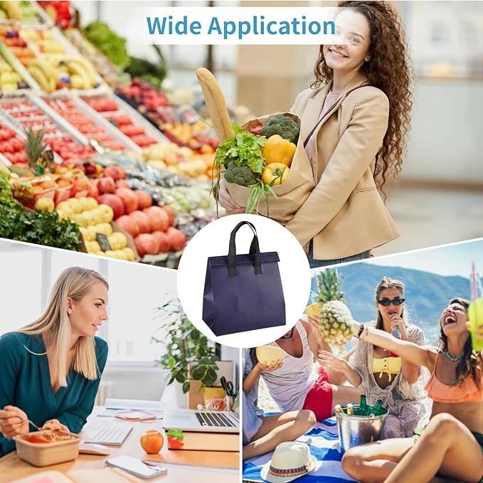 50 PCS Insulated Cooler Bags Large Thermal Tote with Aluminum Foil &amp Adhesive Closure Waterproof Portable Grocery Bag for Picnic Camping Lunch Delivery Outdoor Meals Shopping