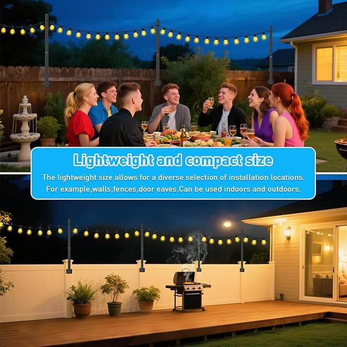 10 Pack String Light Poles2.8Ft Metal Poles for Outdoor String LightsOutdoor Light Poles with PostPoles/Stand for OutsidePatioDeckBackyardGarden WeddingParty
