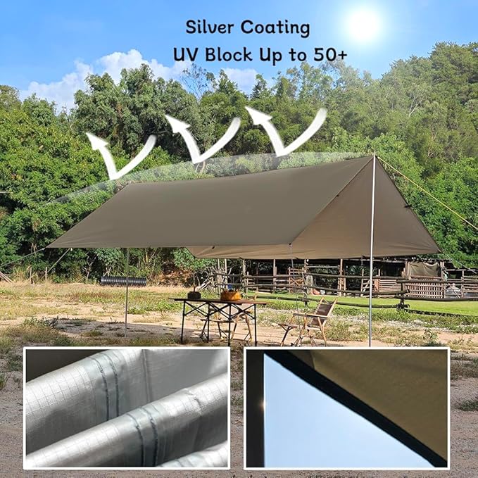 Car Awning Camping SUV Sun Shelter Waterproof Universal Tent Canopy Anti-UV for Van Campervan Caravan Truck Vehicle (Olive Green 118X118)