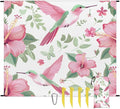 Waterproof Sandproof Beach Blanket 59''×68'' Pink-Hummingbird Polyester Outdoor Picnic Blanket with 4 Stakes &amp Storage Bag for BeachCampingVacation Pink