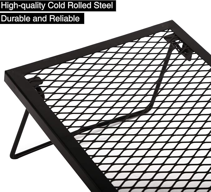 REDCAMP Folding Campfire Grill Heavy Duty Steel Grate Portable Camp Fire Cooking Racks for Over Fire Pit