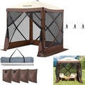 VEVOR Pop Up Gazebo Tent Pop-Up Screen Tent 4 Sided Canopy Sun Shelter with 4 Removable Privacy Wind Cloths &amp Mesh Windows 6x6FT Quick Set Screen Tent with Mosquito Netting Brown