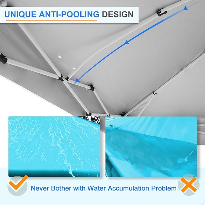 EAGLE PEAK Pop Up Canopy Tent with Wheeled Carry Bag 8 Stakes 4 Ropes 4 Weight Bags Easy Set Up Tent Canopy 12x12 ft 144sqft of Shade Light Blue