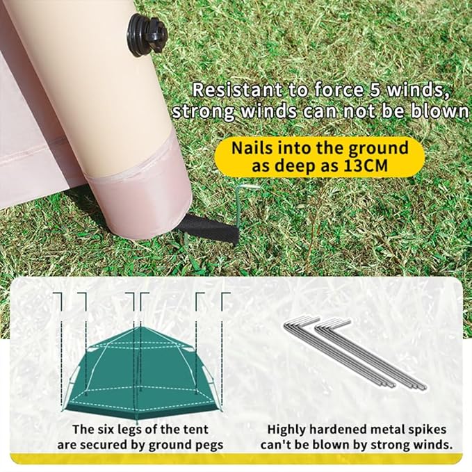 Inflatable Camping Tent for 3-4 Person Easy 2-Min Setup Luxury Air Tent Waterproof PU3000 &amp UPF 50+ Sun Protection Heavy Duty 300D Oxford Glamping Tent with Awning &amp Mesh Windows