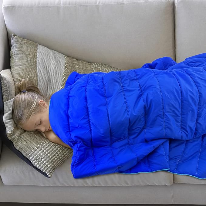 Gold Armour Camping Blanket - Puffy Packable Lightweight &amp Compact Insulated Camping Quilt for Outdoor - Backpacking Beach Stadium Camp Travel and Hiking Gear Essentials (Blue)