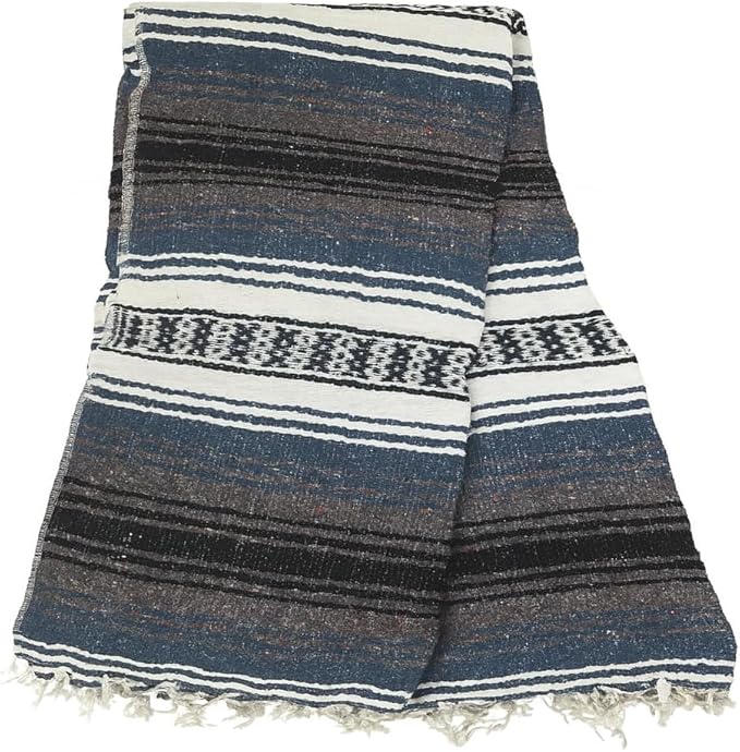 Baja Authentic Mexican Falsa Blanket Perfect for YogaBeach CampingPicnic Car seat Cover Home Throw Decor(Dust Blue)