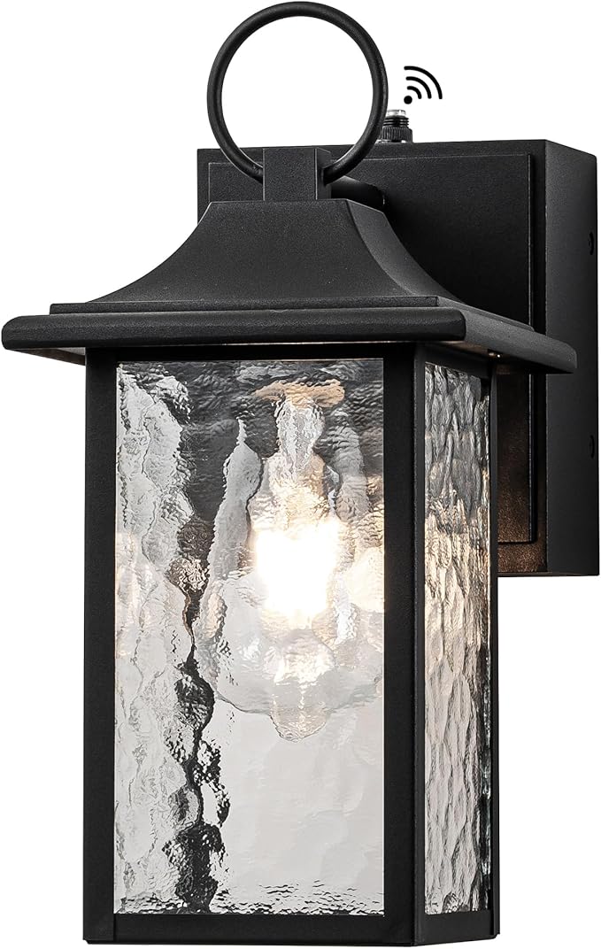 Outdoor Porch Light with GFCI Outlet Dusk to Dawn Exterior Lights Fixture Wall Mount for House Black Wall Sconce Lighting with Plug Waterproof Patio Lights for Garage