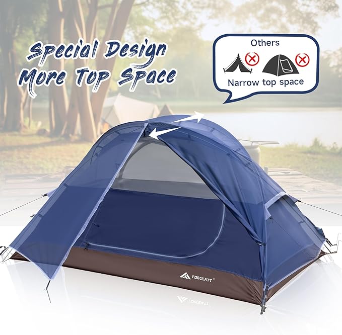 Forceatt Camping Tent 2 Person Backpacking Tent Waterproof &amp Windproof Ultralight Instant Tent with Rain Fly for Camping Hiking Outdoor
