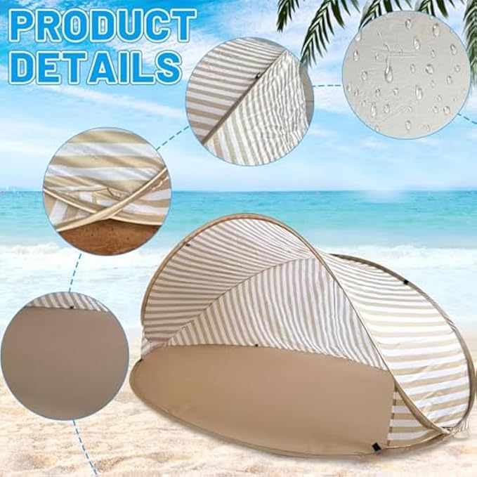 Beach Sun Shade - Portable Canopy Shelter Lightweight Outdoor Tent | UV Protection Travel Cover Compact Breathable Shelter Easy Pop-Up Shade for Family Picnics Camping Fishing Backyard Relaxatio