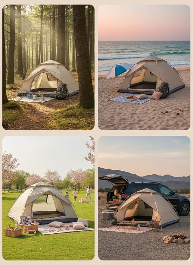 2-4 Tent Camping Tent with rain Protection Device Waterproof Camping Tent Easy to Build Portable Family Tent with Windows.
