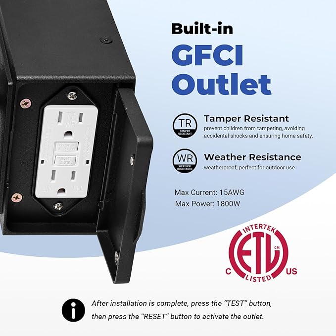 Outdoor Porch Light with GFCI Outlet Black Motion Sensor Exterior Lighting Fixtures Wall Mount for House with Water Ripple Glass Anti-Rust Waterproof Outdoor Wall Sconce Lantern for Garage