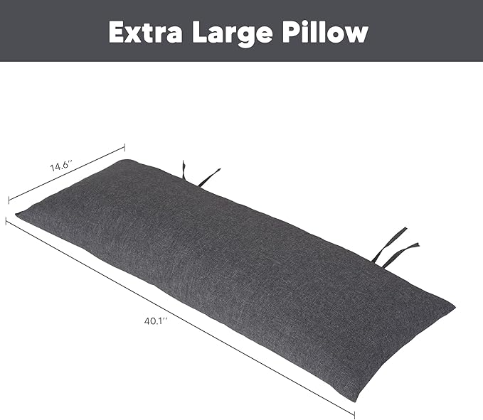 SUNCREAT Detachable Extra Large Outdoor Hammock Pillow with Ties Dark Gray