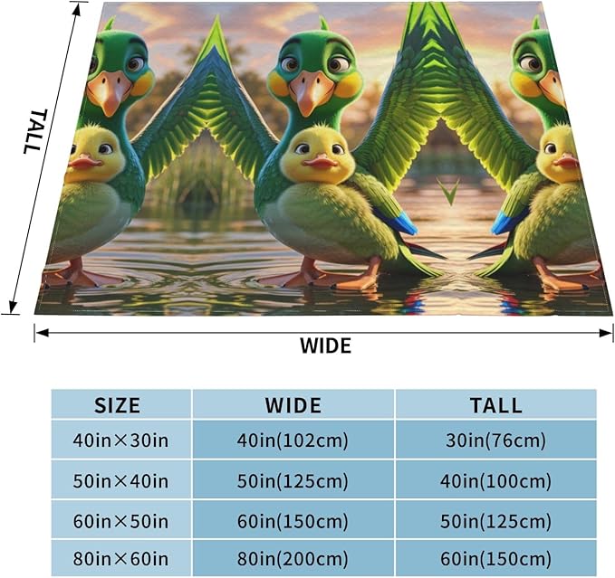 a Green Parrot 50x40 Printed Soft Fleece Blanket for Sofa Bed and Camping - Cozy Blanket for Travel Picnics Nighttime Use