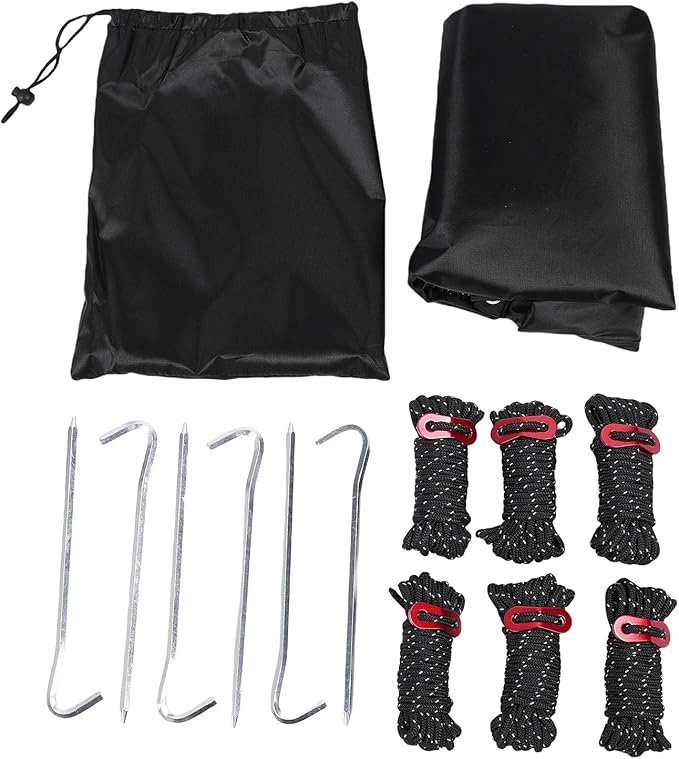 Tent Tarp Multifunctional Rain Proof Sun Proof Camping Awning with Ground Nails Wind Proof Ropes for Outdoor Activities Camping Picnics Polyester Material Lightweight Portable (S)