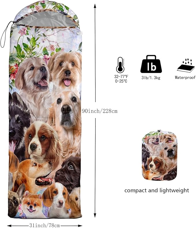 CVHOUSE Camping Sleeping Bags3 Season Warm &amp Cool WeatherLightweightWaterproof Sleeping Bags for Adults &amp KidsTravelingand OutdoorsCamping Gear Equipment