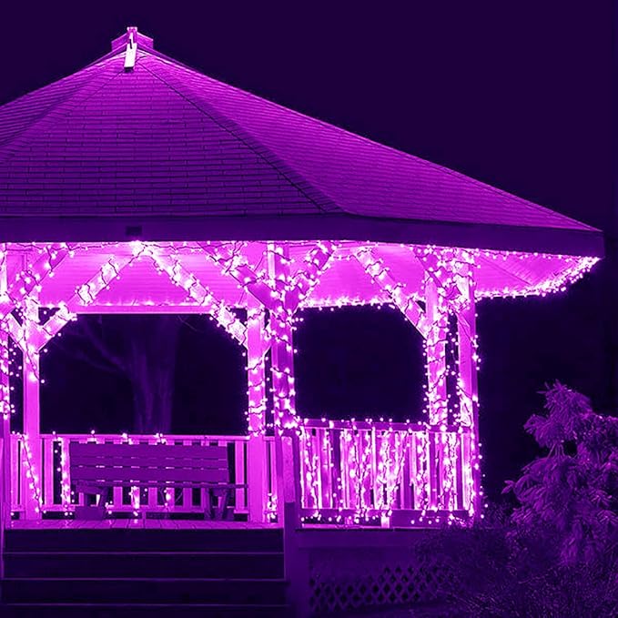 kemooie 500 LED Purple Christmas Lights 164 FT 8 Lighting Mode Plug in Waterproof Christmas Lights Outdoor for Birthday Christmas Wedding Party Garden Balcony Decor (Purple)