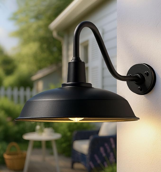 Large 18 Outdoor Gooseneck Barn Lights Farmhouse Style Outdoor Gooseneck Lights for Porch Shed Entryway - 2 Pack