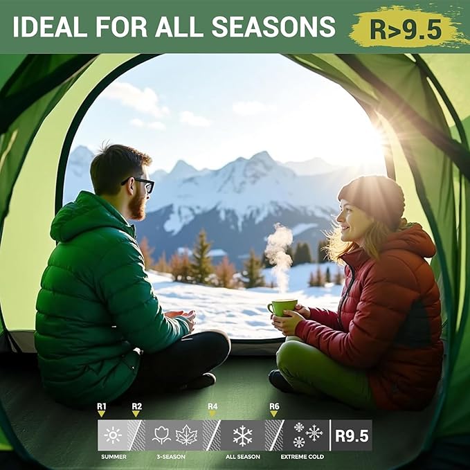 Elegear CumbreX™ Air &amp Foam Self Inflating Sleeping Pad Built-in Electric Pump 4 Ultra-Thick Memory Foam Camping Mattress with Pillow Double Camping Pad 4-Season R-value 9.5 Camp Mat for Travel