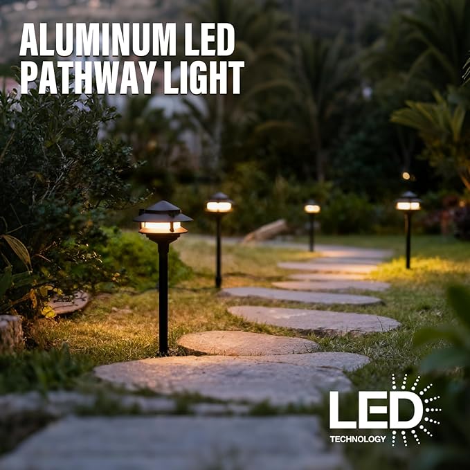 VENUS MANUFACTURING Low Voltage Landscape Lights LED Outdoor Pathway Light 12V AC 2.2W 32Lumen Warm White Landscape Lighting for Garden Path Driveway Yard 8Pack