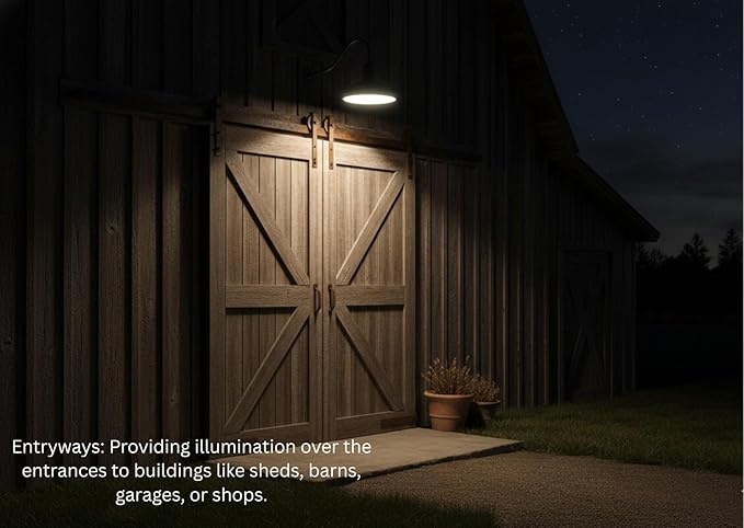 AGB101-AS12 15W LED - 12 Barn Light with Gooseneck Arm | Outdoor LED Lights Classic Floodlight Design for Barn Lights Outdoor Durable Metal Construction Energy-Efficient