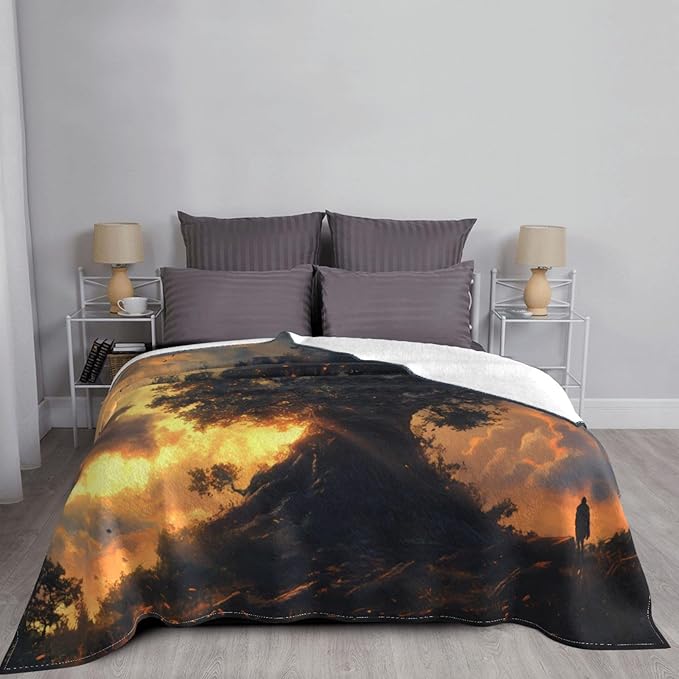 Giant Tree at Dusk Soft Fleece Blanket 60 * 50 inch Soft Sofa Blanket Suitable for Sofa Camping Travel Night Cover Blanket