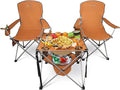 Colorsoul Folding Camping Chair 2 Pack for AdultsLarge Folding Lawn Chairs Set of 2 with TableOutdoor Camping Chairs Set for LawnPicnic