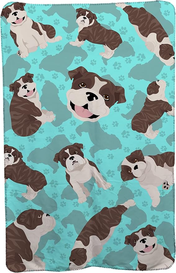 Caroline's Treasures MLM1049TBLT Brindle English Bulldog Soft Travel Blanket with Bag Airplane Blanket Indoor Outdoor Camping Blanket for Traveling Picnics Beach Trips Concerts