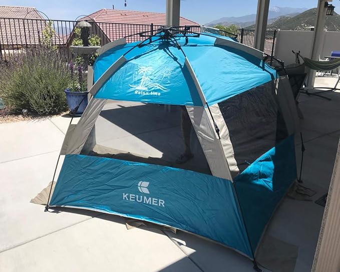G4Free Deluxe XL Pop Up Beach Tent 3-4 Persons Easy Setup Sun Shelter Canopy with UPF 50+ UV Protection Extral Wide 70.9 in