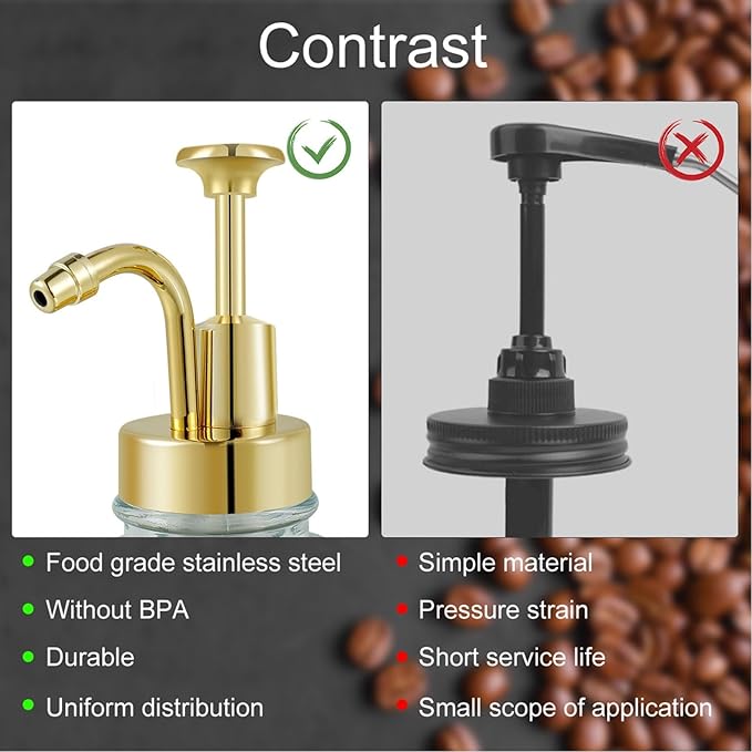 Kikumi Coffee Syrup Dispenser 2 x 500ml Glass Bottles with Stainless Steel Pump Dripless Design for Kitchen Olive Oil Bathroom Mouthwash Accessories