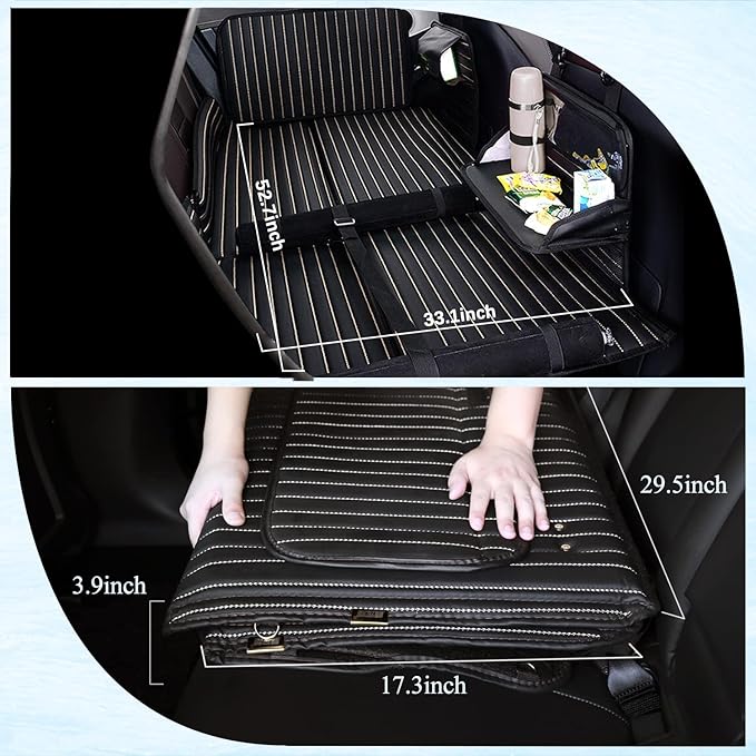 Heart Horse Non-Inflatable Car Mattress - Folding SUV Truck Back Seat Mattress for Travel Camping and Large Dog Car Seat Cover (with Adjustable Bracket)