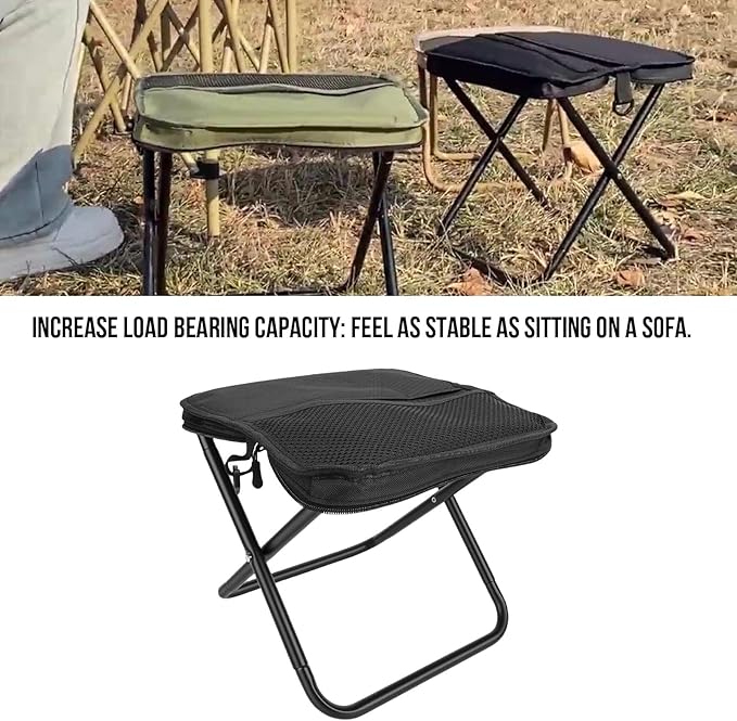 Brrnoo Portable Folding Stool Bag Stool with Shoulder Strap with Shoulder Strap Compact Lightweight Travel Camping Stool for Outdoor Enthusiasts Hiking Fishing Picnics Black Small Size