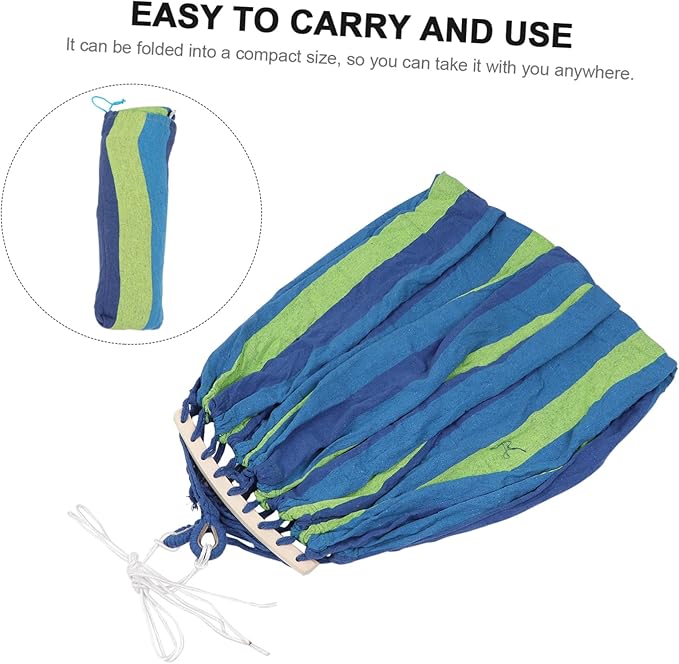 150kg Camping Hammock for Travel and Outdoor Use Double-Sized Striped Canvas Design for Beach Garden and Hiking Adventures