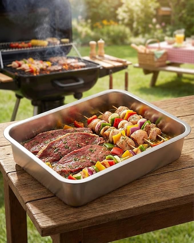 Stainless Steel Commercial Bus Tubs 2 Pack 12 Liter Stainless Steel Dish Pan Commercial Bus Tubs Food Storage Container for Catering Marinating Dishwashing