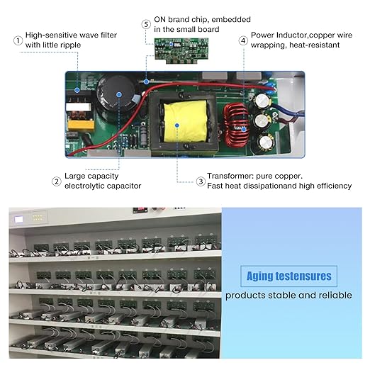 LED Driver LED Power Supply 24V 8.3A 200W Waterproof IP67 AC 90-150V to DC 24VLow Voltage Transformerwith 3-Prong Plug 3.3 Feet Cable for Indoor Outdoor LED Lighting Use