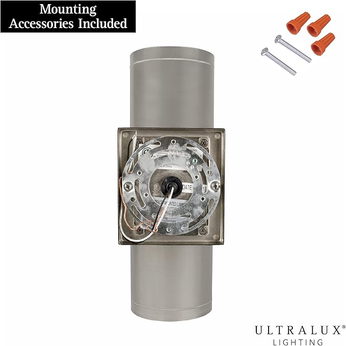 Ultralux 12 Inch Modern LED Up and Down Wall Light Outdoor Wall Sconce Front Door Light Fixture 2000 Lumen Outdoor Sconce 30 Watt Outside Lights For House 3000K Brushed Nickel Exterior Light Fixture