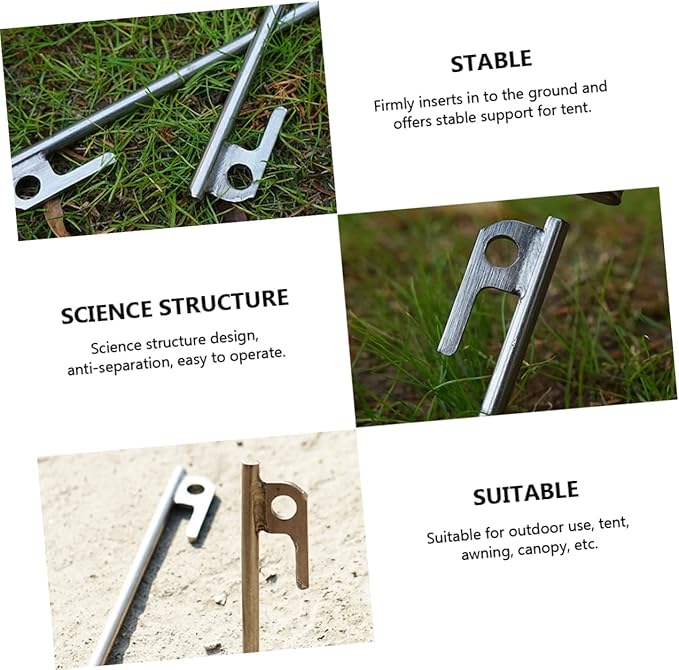 4Pcs Stainless Steel Tent Stakes Heavy Duty Camping Floor Pins for Outdoor Use Lightweight and Portable Design for Tents Awnings and Canopies